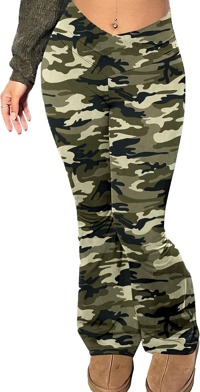 HBQ Women's V Crossover High Waisted Bootleg Pants Stretchy Flare Leggings Pants for Daily Workout Lounge Wear image 5