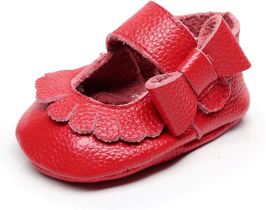 Baby Girl Shoes Moccasins 100% Real Leather Soft Sole Bowknot Firstwalkers