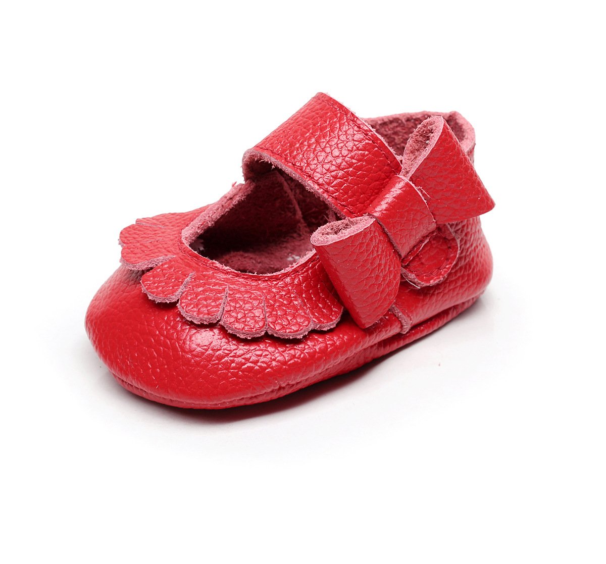 Baby Girl Shoes Moccasins 100% Real Leather Soft Sole Bowknot Firstwalkers