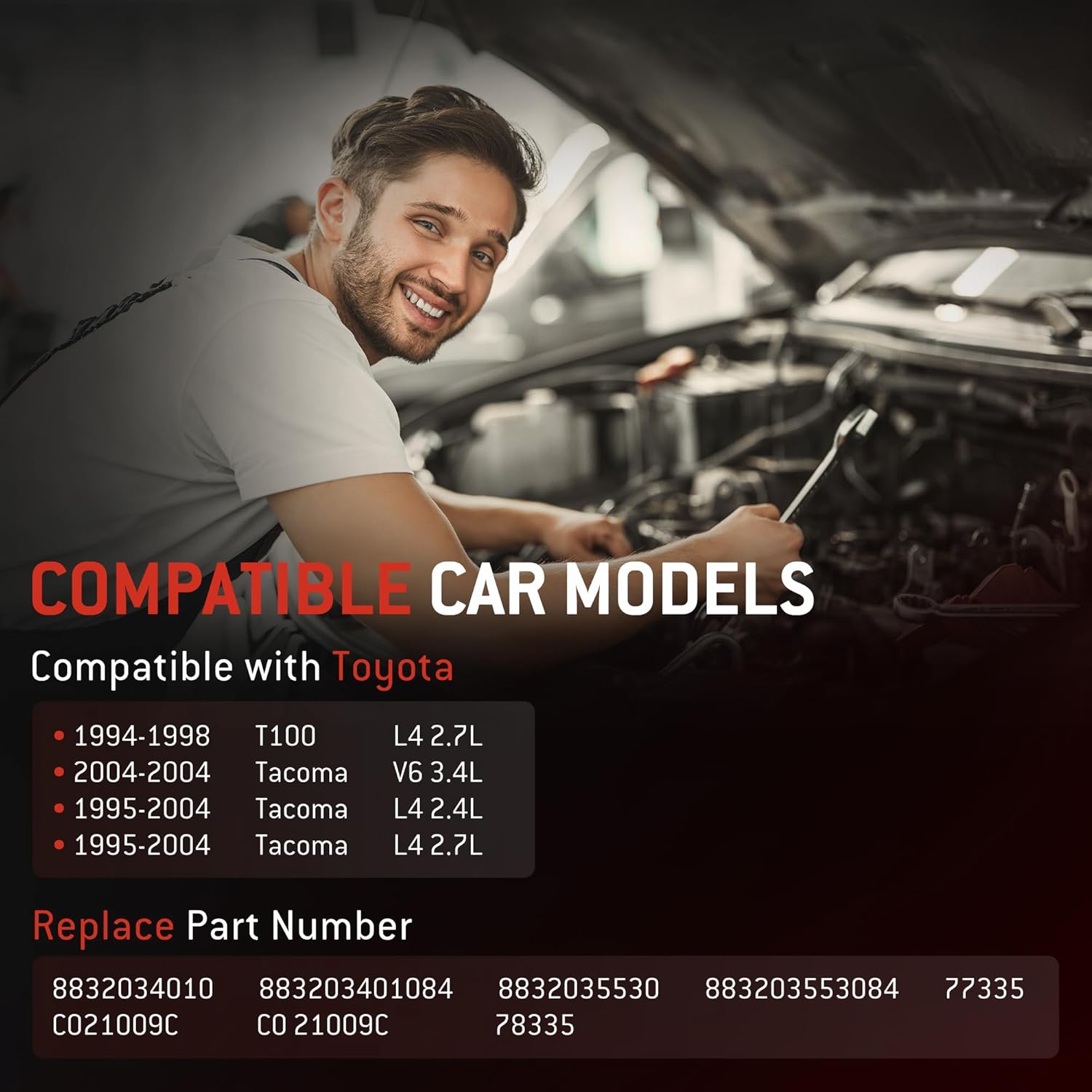 HYR Automotive Air Conditioning Compressor AC Compressor with Clutch Compatible with Toyota Tacoma 1995-2004, T100 1994-1998, 2.4L 2.7L 3.4L, 4 grooves, 8832034010, 8832035530