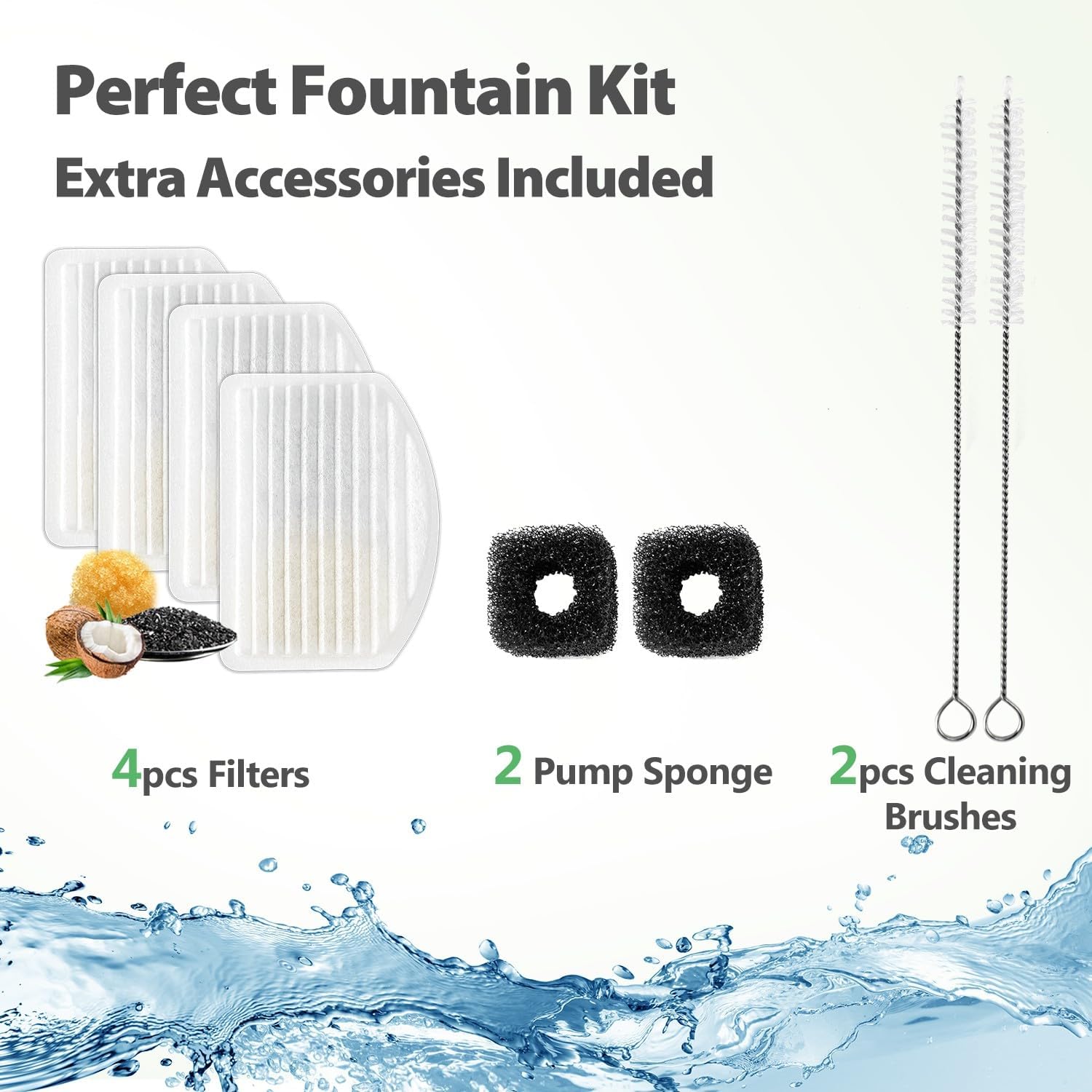 ORSDA Cat Water Fountain Stainless Steel, 3L Automatic Pet Drinking Fountain for Cats Inside, Dog Water Dispenser with Adjustable Water Flow and 6 Replacement Filters for Cats, Dogs