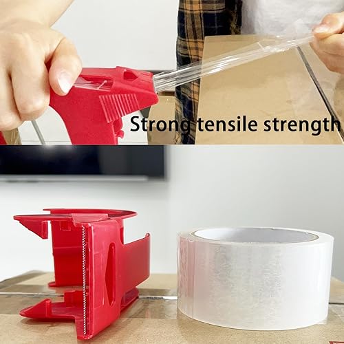 Miniatura 4 de ROSEUP 3 rollos de cinta de embalaje transparente con 3 dispensadores, cinta de embalaje resistente diseñada para cajas de mudanza, envío, oficina,