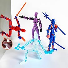 T13 Action Figure Model Set 4 Pack Titan Lucky Dummy 13 Assembly Completed Multi-Jointed Movable Pre-Assembled Figures with Magnetic Feet Display Ornaments Birthday Gifts for Model Lover Collectors