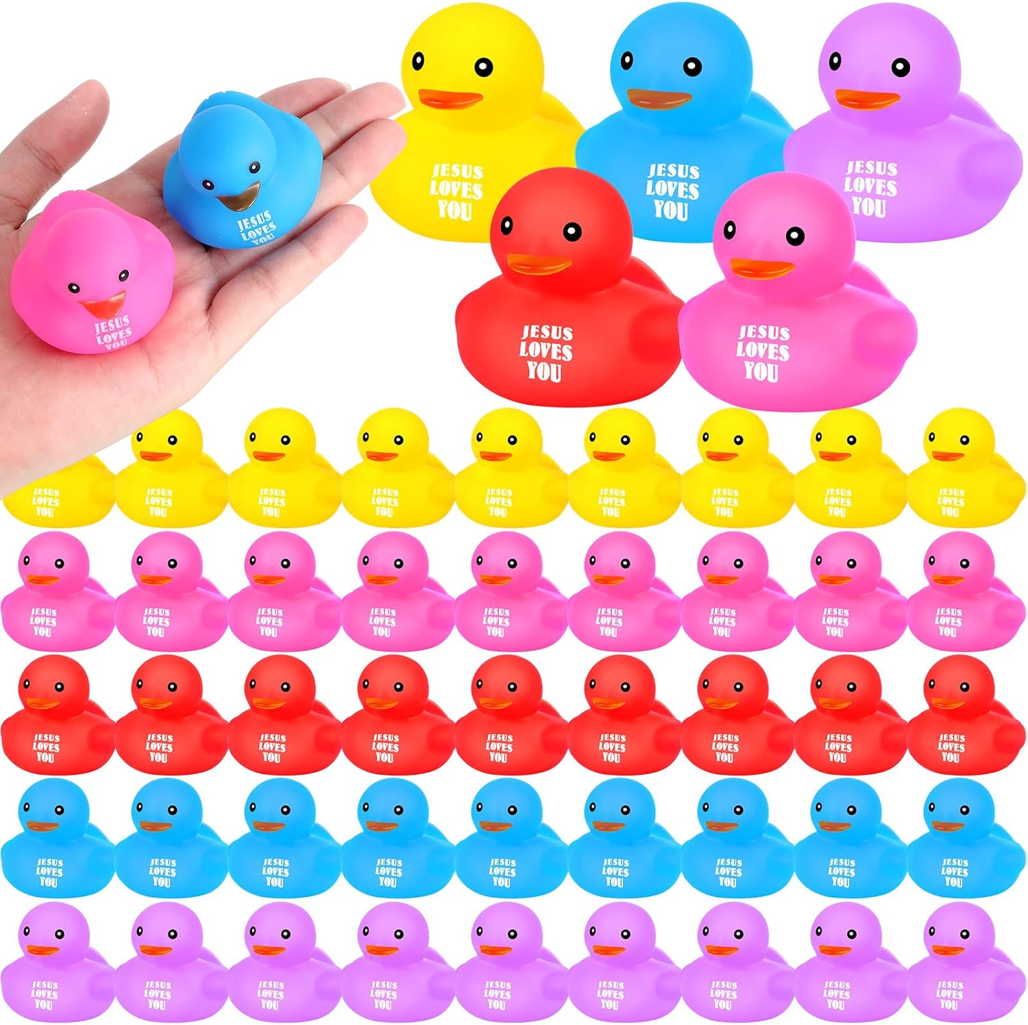 DEEKIN 60 Pcs Jesus Rubber Ducks Small Bath Toys Squeaky