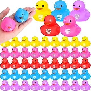 Deekin Jesus Rubber Ducks Bulk Jesus Loves You Rubber Ducks Christian Ducks Jesus Gifts for Church Religious Christian Events Baskets Fillers Reward(2.2 Inch, 60 Pcs)