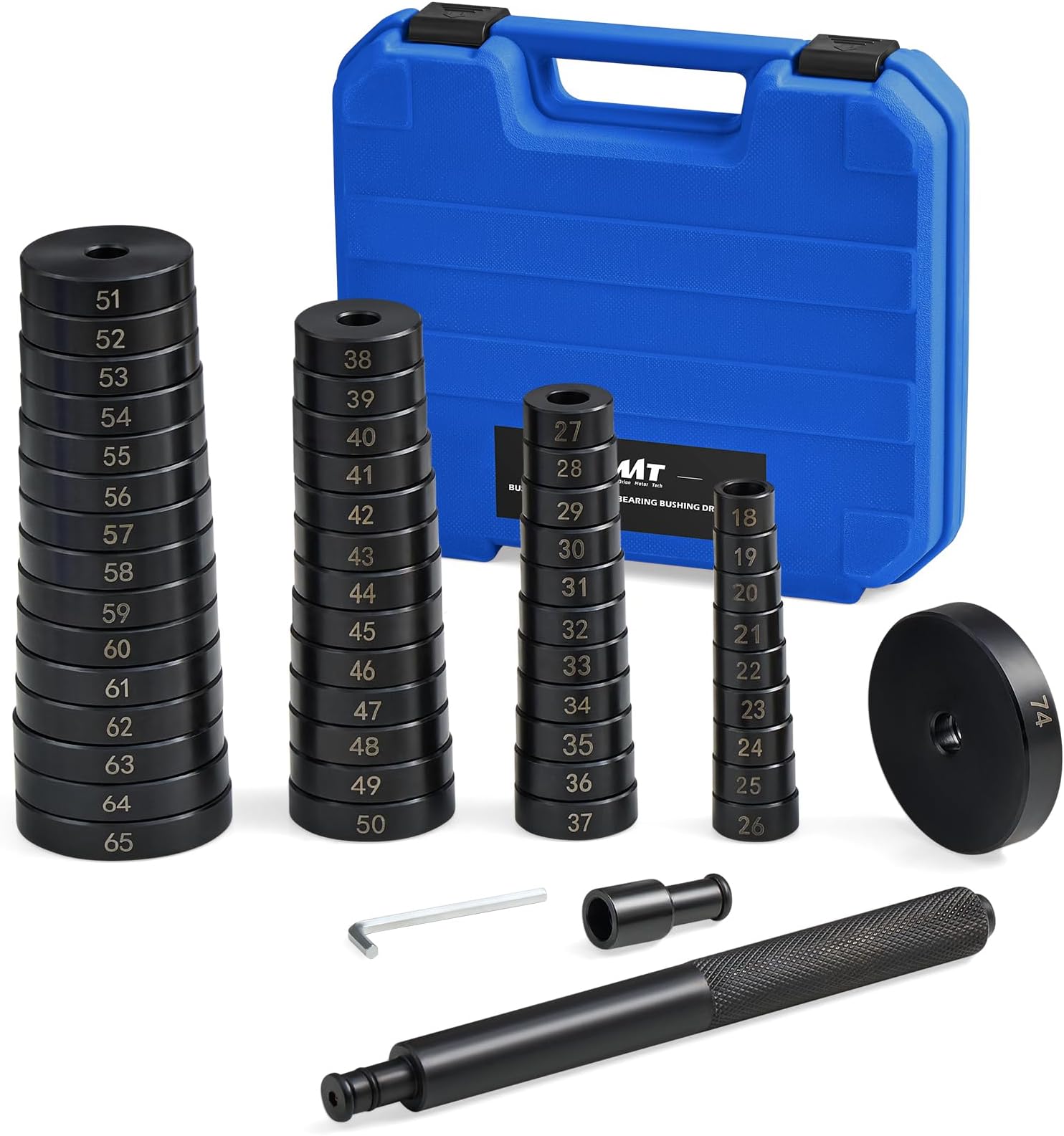 Orion Motor Tech 52-in-1 Custom Bushing Driver Tool Set and Transmission Wheel Axle Bearing Race Seal Installer Remover, Bush Removal Puller Bearing Press Tool Kit