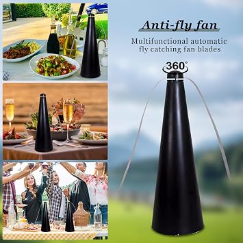 Fly Fans for Tables, Effective Fly Fans for Tables(2 Pack) | Fly Repellent Fan with Soft Blades Keeps Flies Away, Portable Flies Repellent Fans for Picnic, BBQ, Party