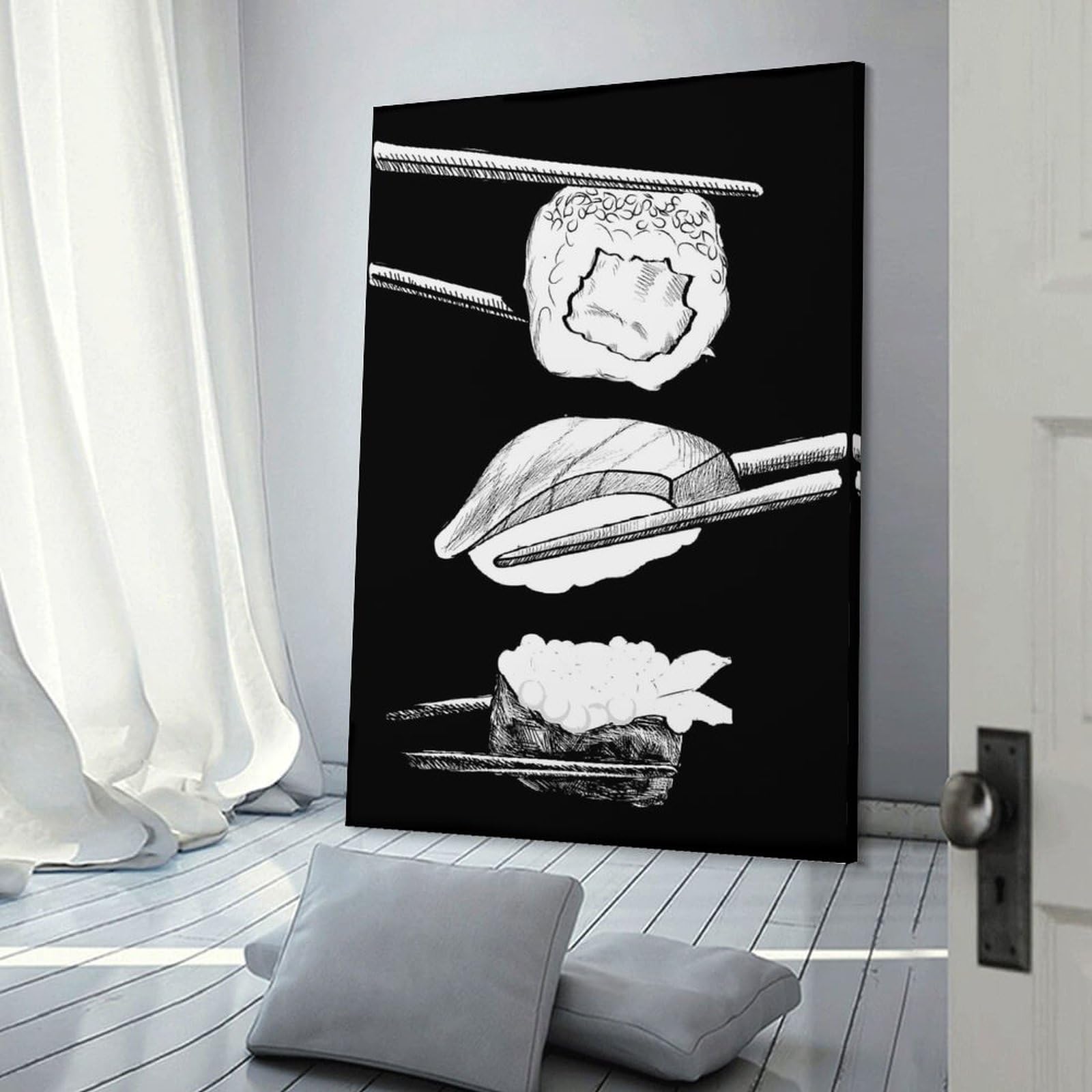 Junmoney Sushi Chopsticks Home Decor Wall Art, 20x30inch(50x75cm), for Flats, Guest Rooms Or Compact Rooms, Stylish Wall Art for Fresh Spaces