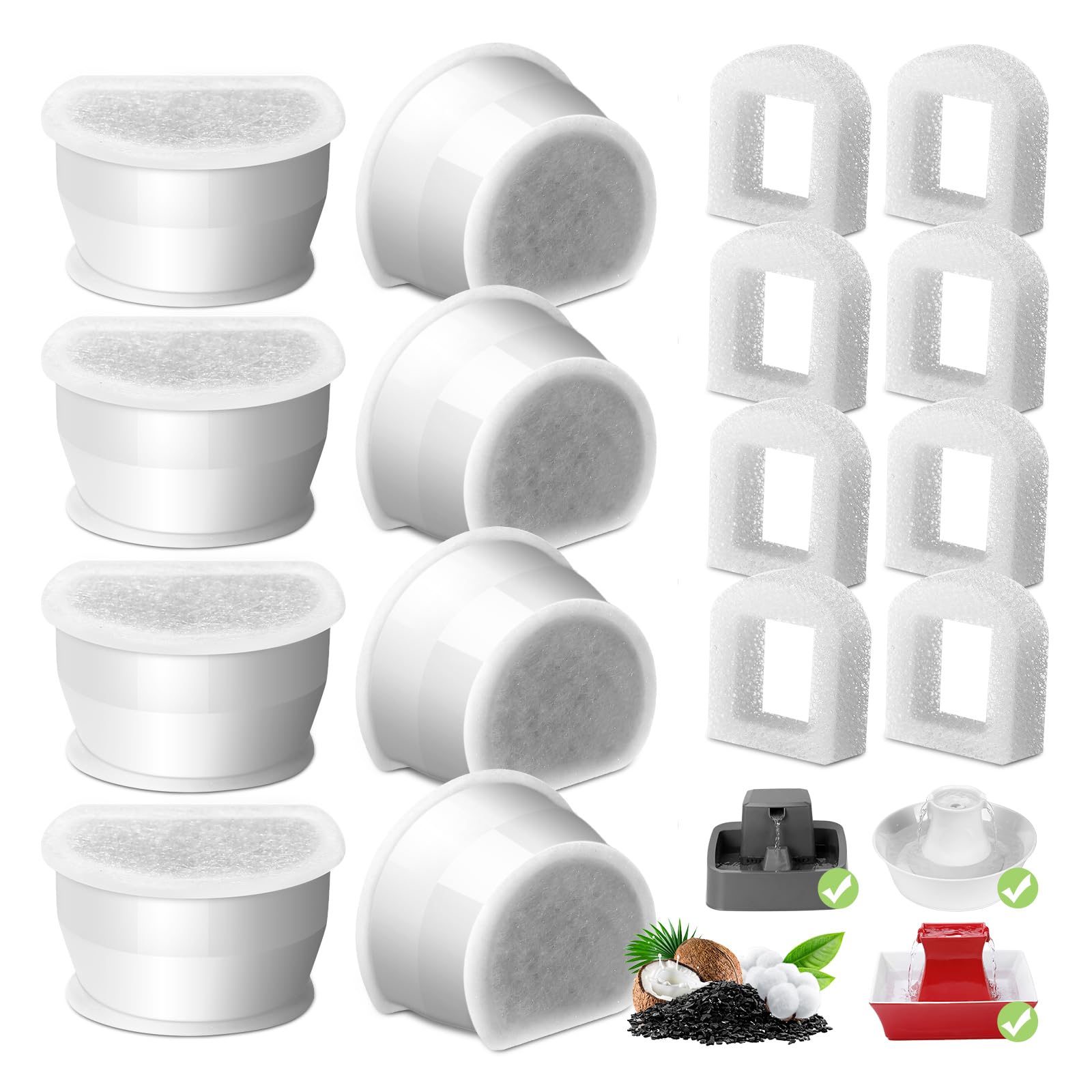 8-Pack Cat Fountain Replacement Carbon Filters