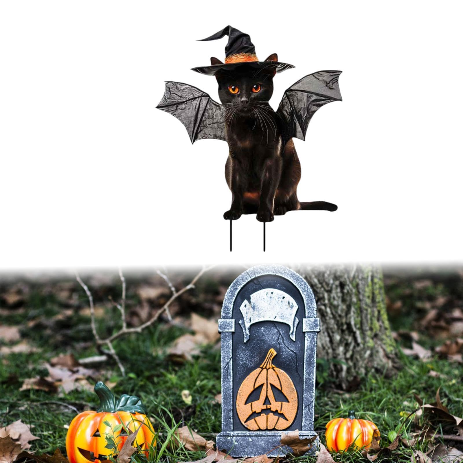 Cat Statue Garden Stake Halloween Decoration Animal Stake for Courtyard Lawn 23.3x28 cm with Black Wing | Home & Garden | Yard, Garden & Outdoor Living | Garden D?©Cor-image-33
