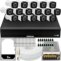 Kit DVR Intelbras 16 canais H.265 1TB 16 câmeras Full HD 20m