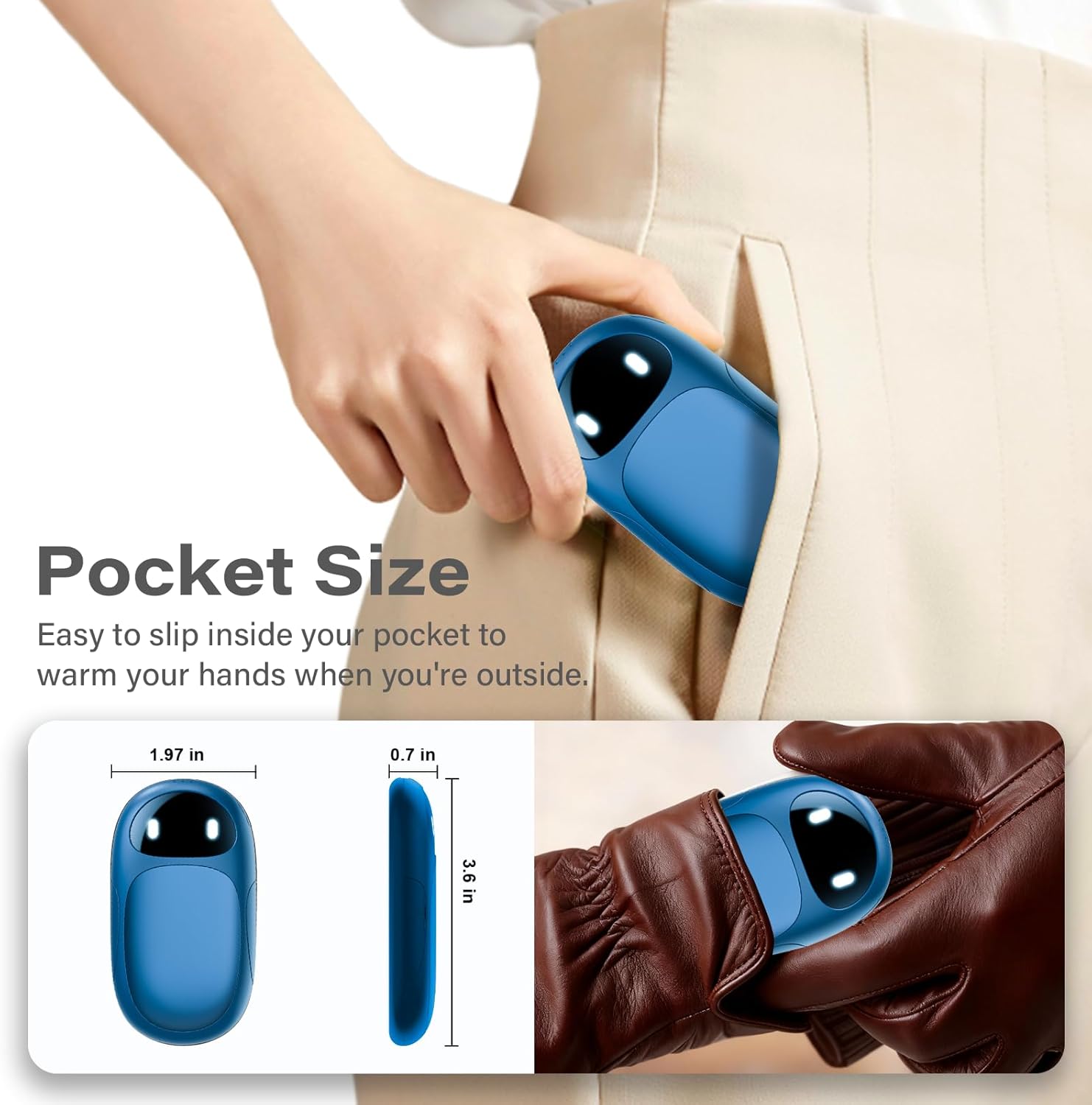 Hand Warmers Rechargeable 2 Pack, AI Smart Chips 20Hrs Long Safe Heat, Magnetic Electric Hand Warmers, Gifts for Christmas, Outdoor, Golf, Hunting, Camping Accessories