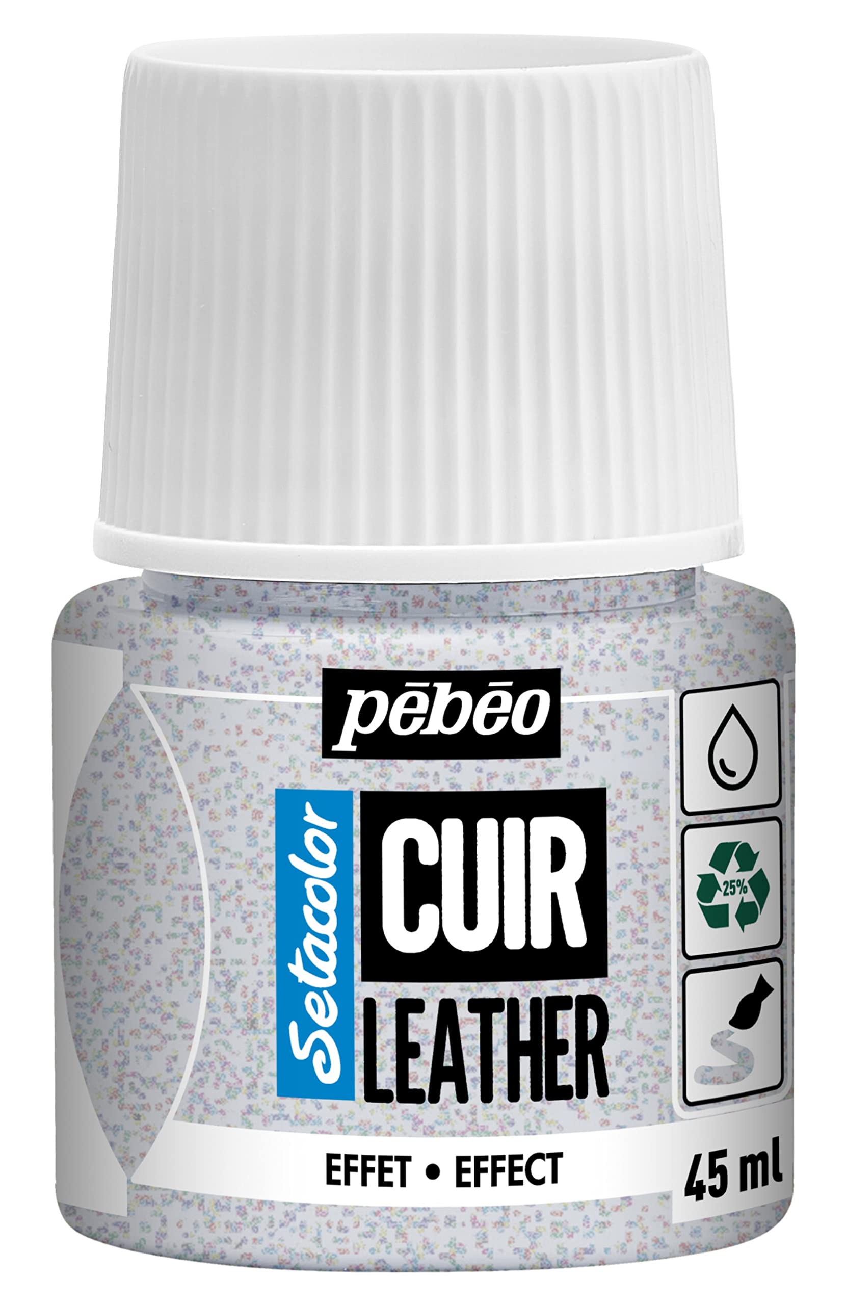 PEBEO - Setacolor Leather - Acrylic Paint for Leather and Leatherette - Customization Bag, Shoe, Sneaker - Scratch resistance, folds, rubbing - Glitter Effect - Iridescent glitter - 45 ml
