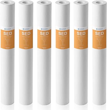 5 Micron 20" x 2.5" Whole House PP Sediment Water Filter Replacement Cartridge Compatible with All Standard 20-Inch RO Units & Well Water Filters, 6Pack