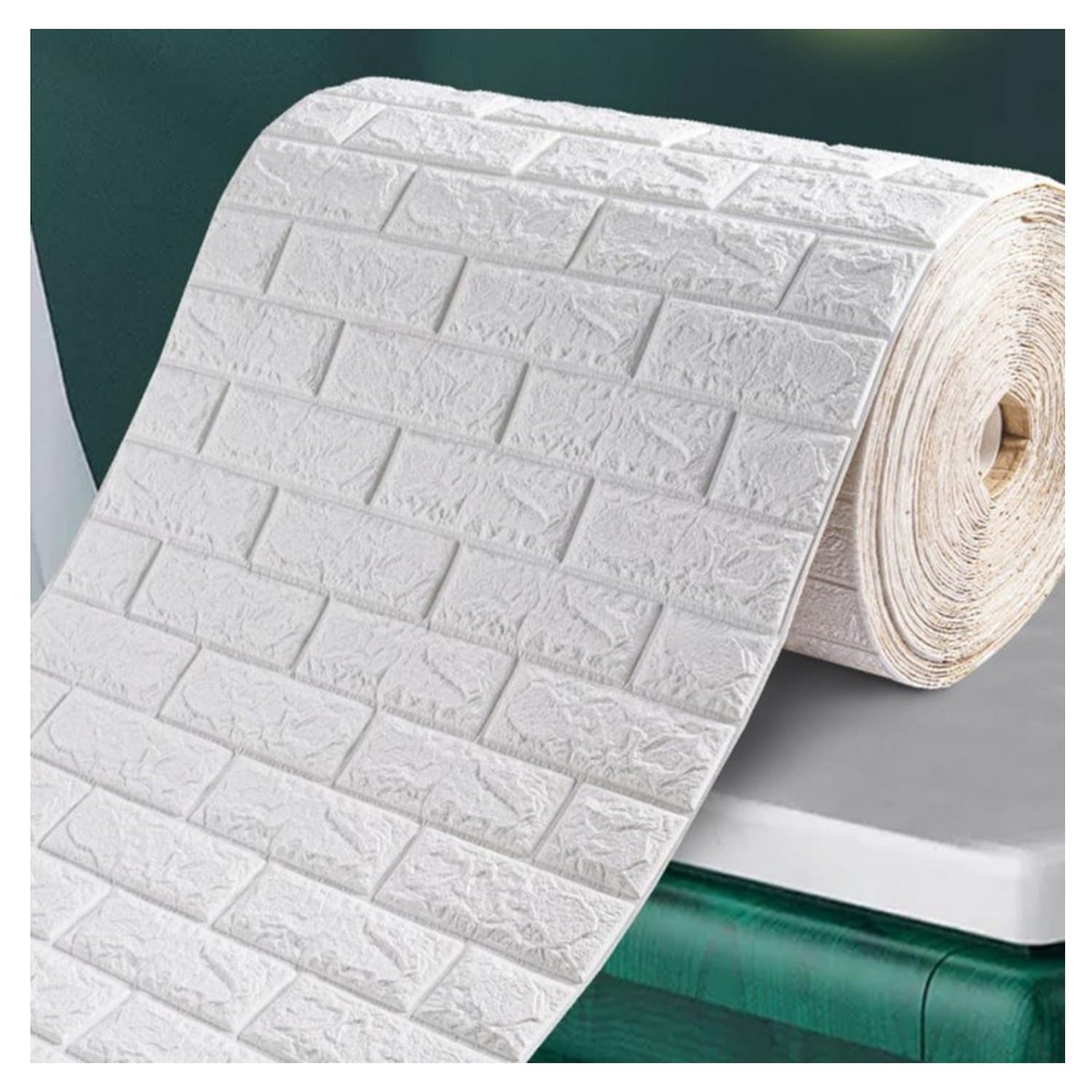 Panneaux muraux 3D briques blanches auto-adhésifs grand format 70 cm x 20 m