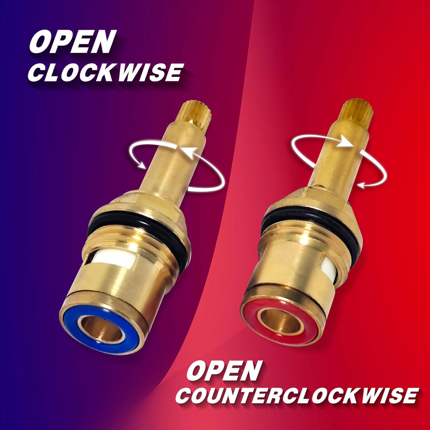 Brass Ceramic Stem Disc Cartridge Faucet Valve Replacement Quarter Turn 1/2" X 66.5mm x 8mm for Bathroom Kitchen Tap, Brass Faucet Cartridges