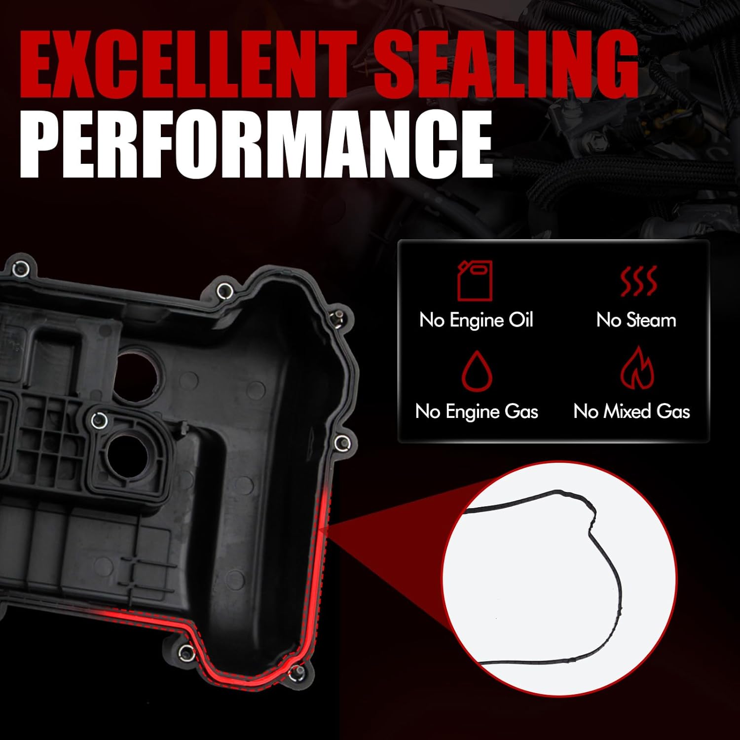 MITZONE Engine Valve Cover Compatible with Ford Focus 2005-2011, Ford Escape 2005-2008, Transit Mercury Mariner 2005-2013 2.0L 2.3L Replace 4S4Z6582CA 4S4E6582C, with Oil Cap Gasket & Bolts