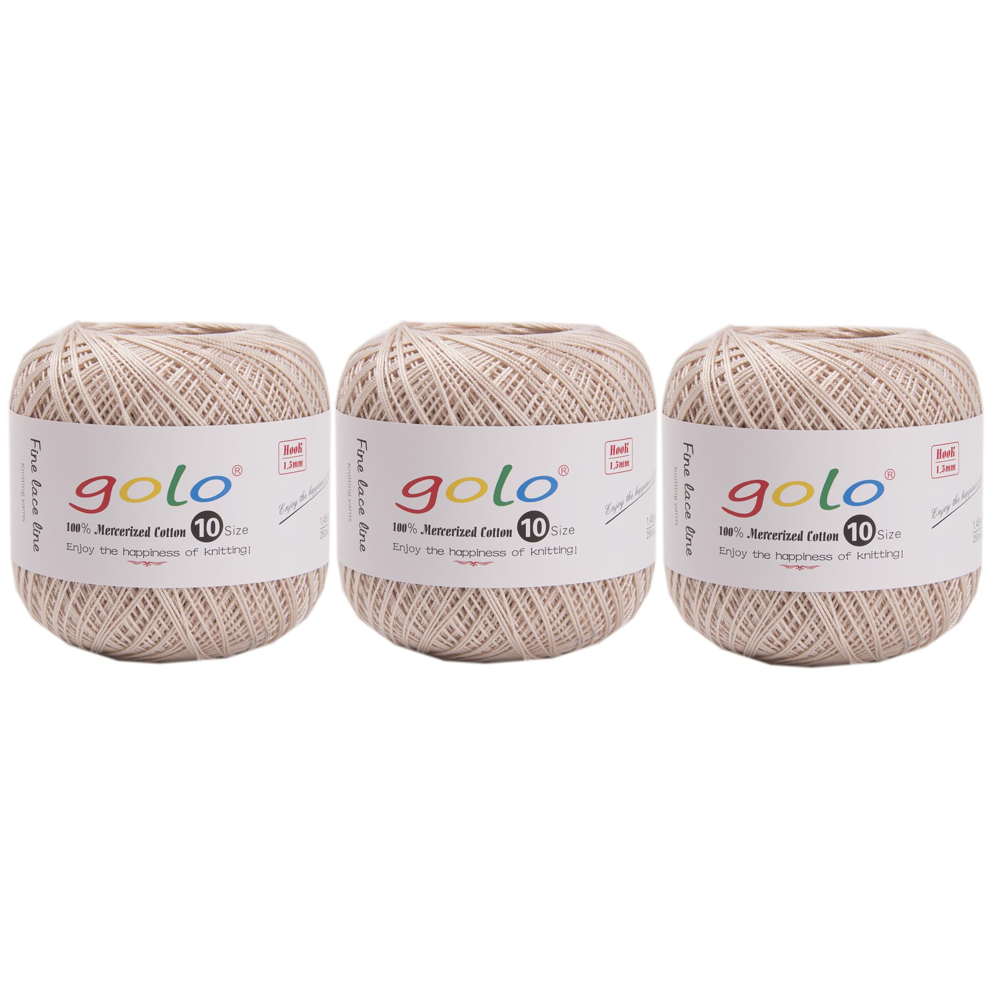 golo 3 Balls Crochet Thread Yarn for Hand Knitting Crochet Yarn 111 Ivory White — image 1