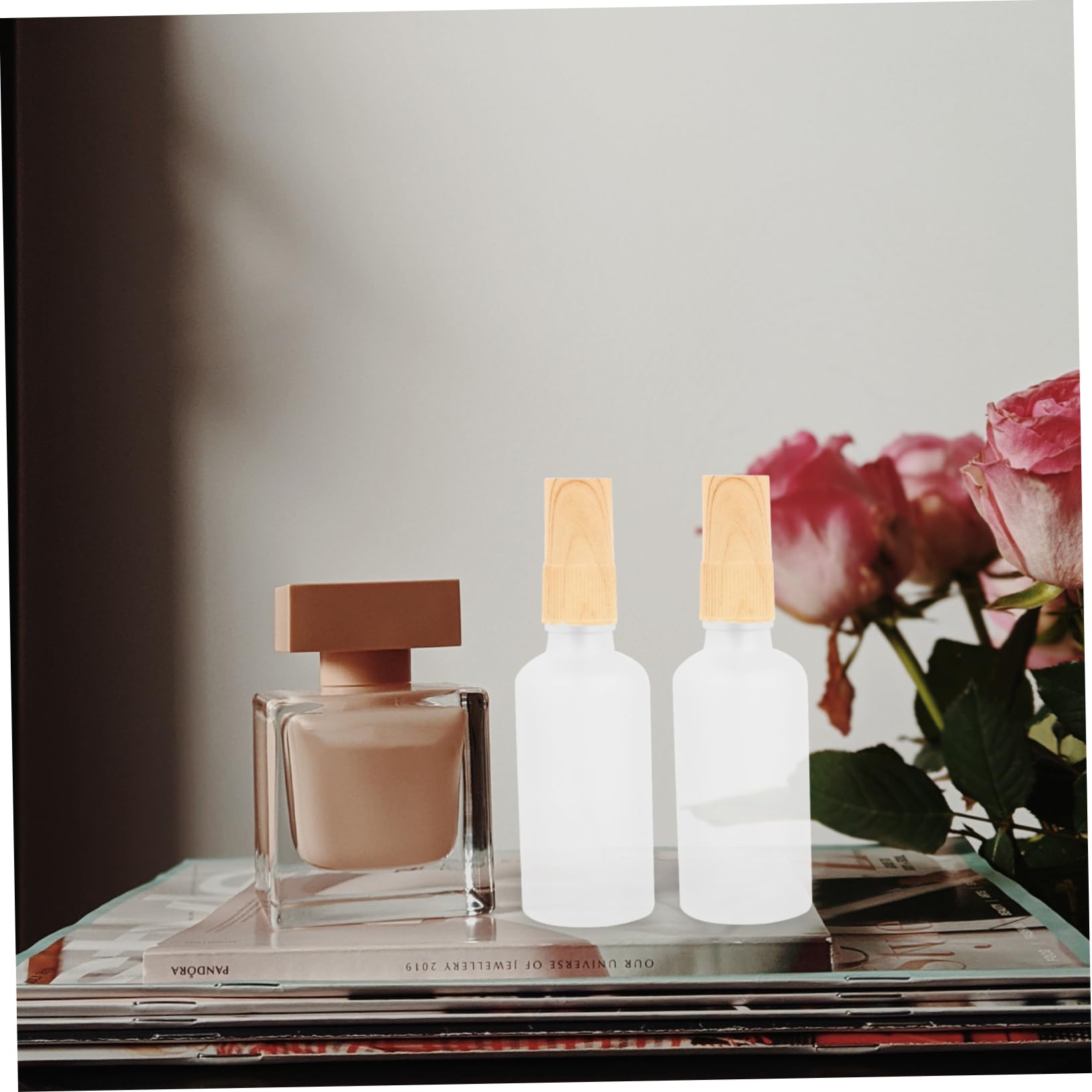 FRCOLOR 16 botellas de espray de grano de madera con niebla fina con niebla fina para el cabello, loción de cristal, para el cabello, botellas de perfume con crema de baño