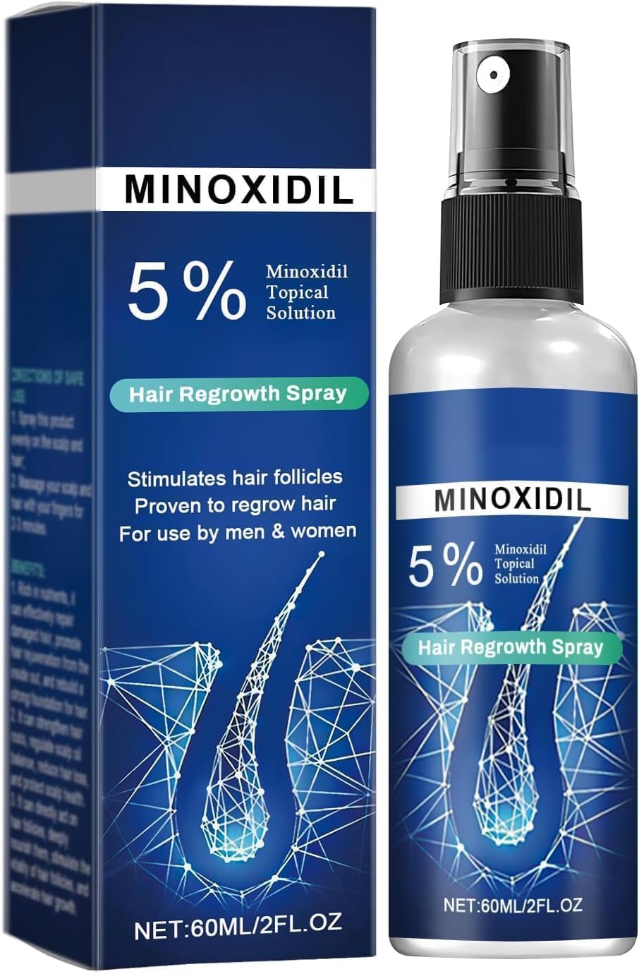 Minoxidil Hair Serum spray for Men and Women, 5% Minoxidil Hair Serum,promotes hair growth, makes hair and beard thicker and fuller-60ml