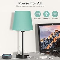 Vista 6 de Acaxin Juego de 4 lámparas de noche para dormitorios, lámpara de mesa con 3 modos de color, lámpara pequeña con puerto de carga USB C+A y salida