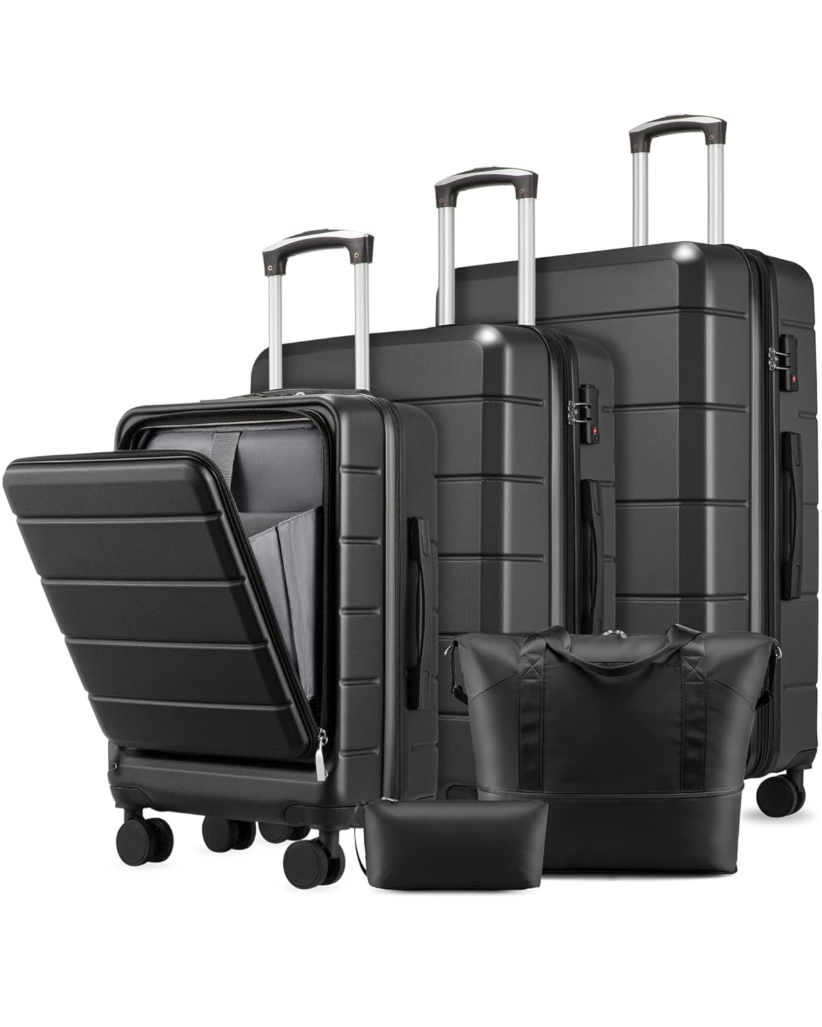 5 Piece Luggage Set Hardside Expandable Suitcase with TSA Lock Spinner Wheels Lightweight Travel Set Includes Tote and