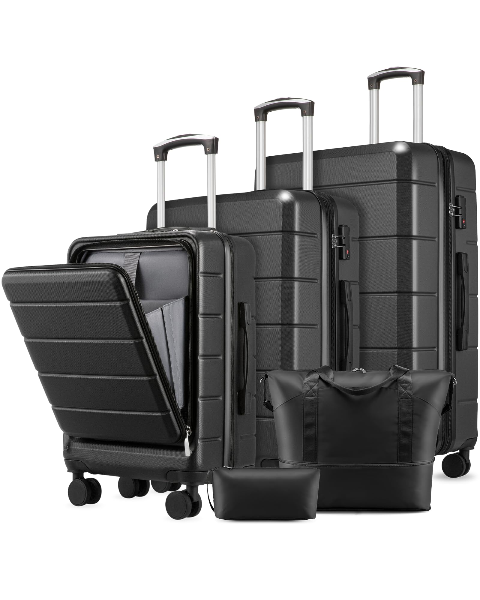 5 Piece Luggage Set Hardside Expandable Suitcase with TSA Lock Spinner Wheels Lightweight Travel Set Includes Tote and