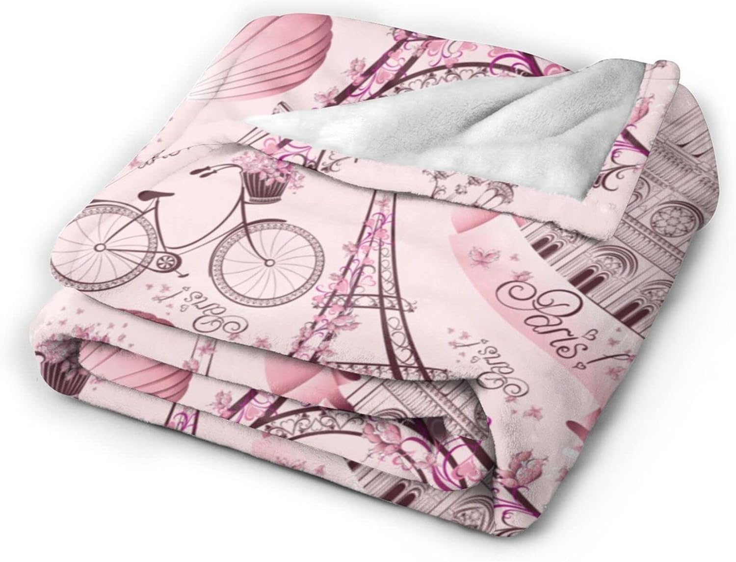Perinsto Paris Eiffel Tower Throw Blanket Ultra Soft Warm All Season Romantic Travel in Paris Decorative Fleece Blankets for Bed Chair Car Sofa Couch Bedroom 60"X50" - Image 2