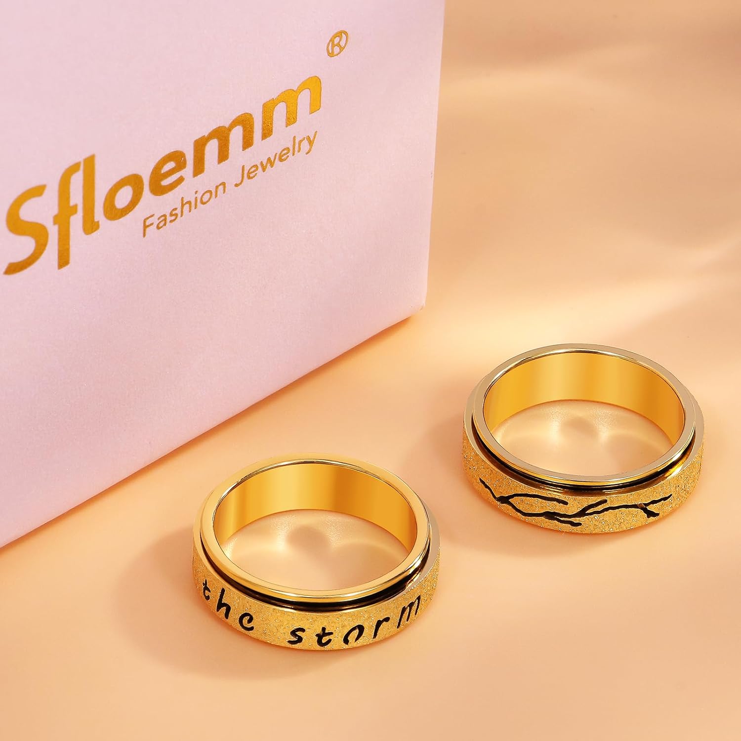 I Am the Storm Inspirational Fidget Spinner Ring for Women & Men-18K Gold Plated Anxiety Ring for Stress Relief, Motivational Jewelry Gift of Hope & Encouragement for Birthday,Christmas & Graduation (Size 6-10) - Image 6