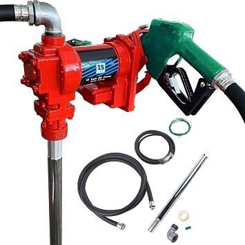 12V 15GPM Fuel Transfer Pump 50amp Fuse with Discharge Hose & Automatic Green Nozzle for Gasoline, Diesel, Kerosene, Ethanol & Methanol Blends & Biodiesel Weonefit