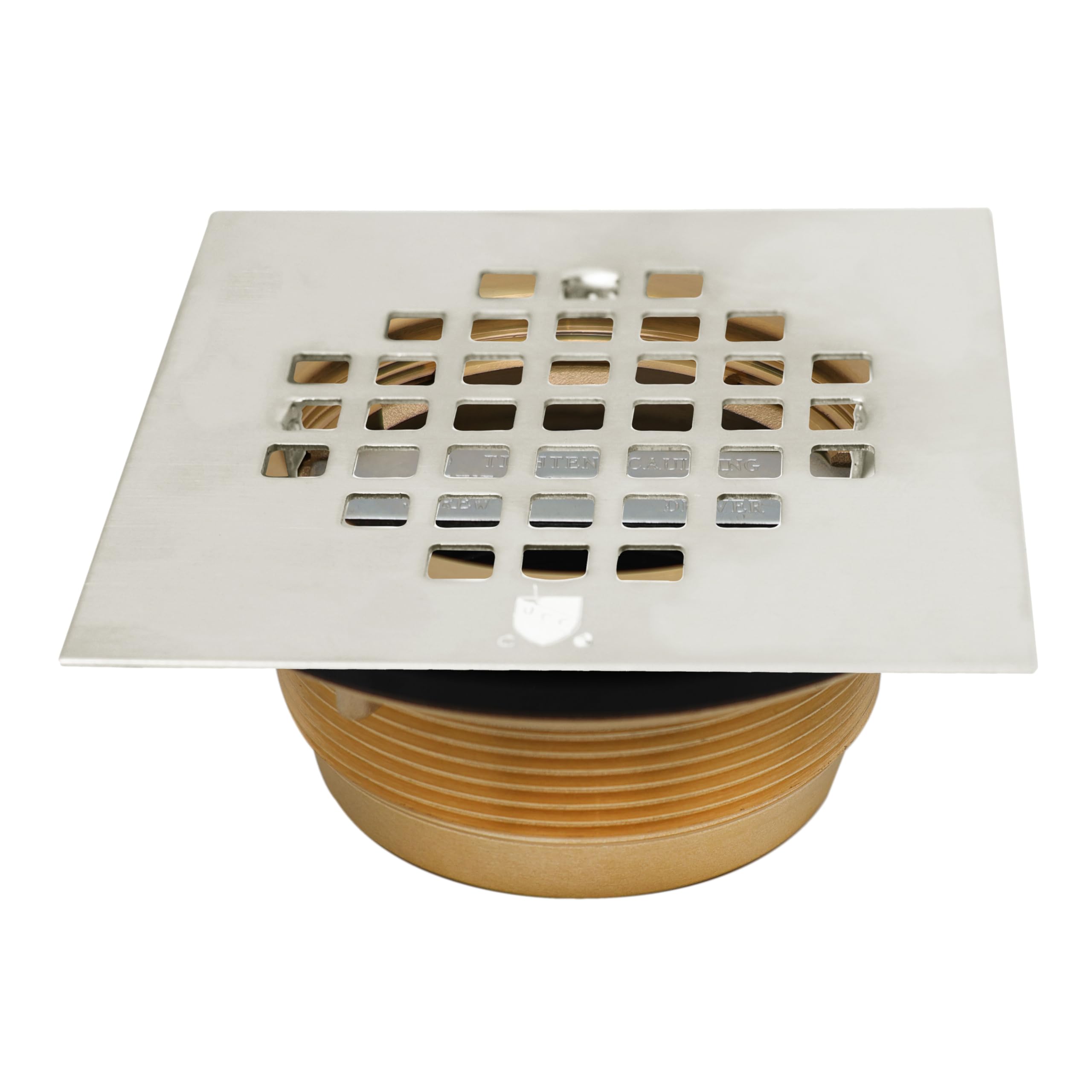 Westbrass Polished Nickel A206bs-05 4-1/4" Square Grate Shower Drain Cover With 2" Brass Drain Pipe,