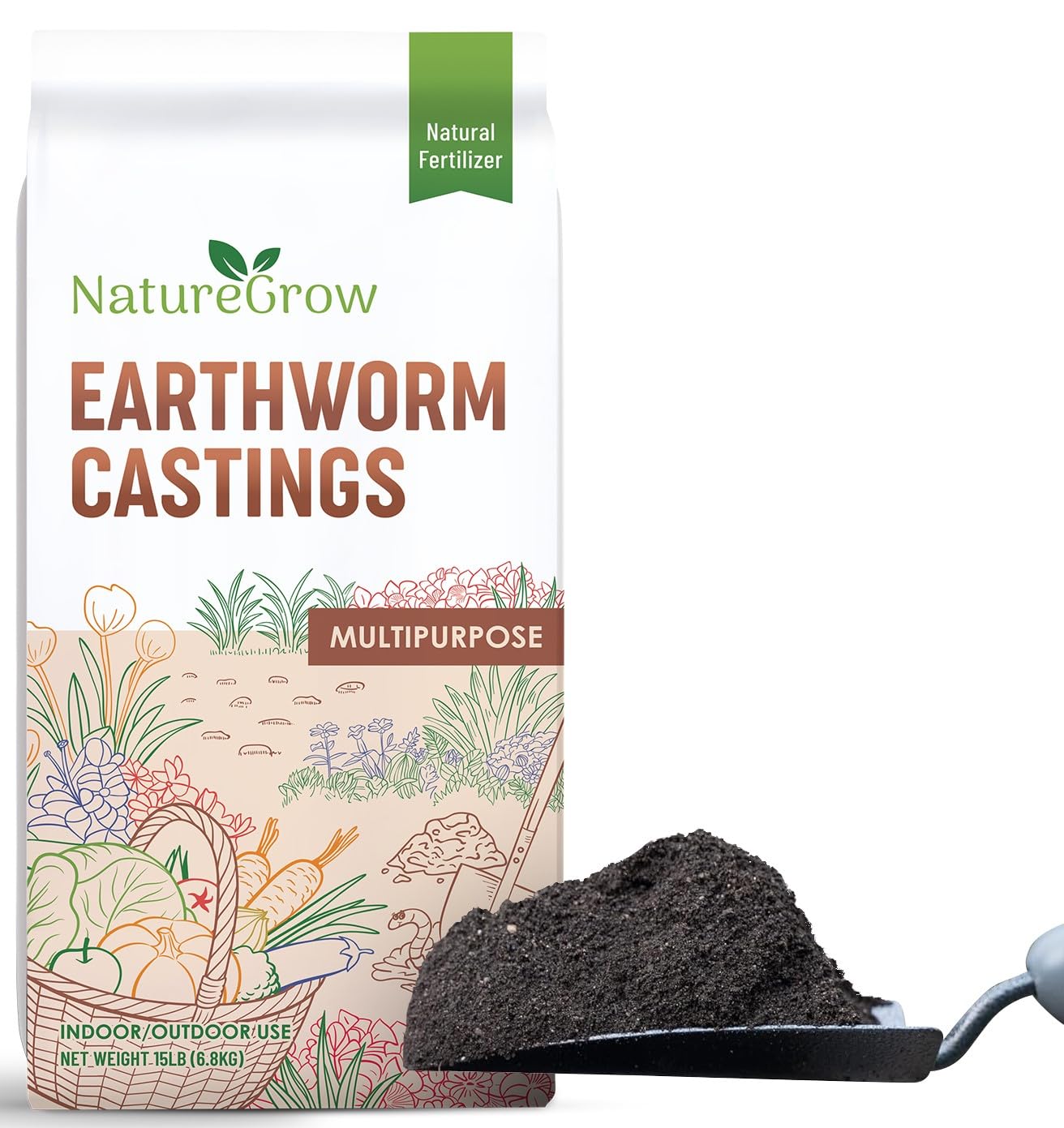Earth Worm Castings 30LB (15LB, 2 Bags) - Organic Fertilizer Includes Humic Acid - Pure Worm Castings for Gardening