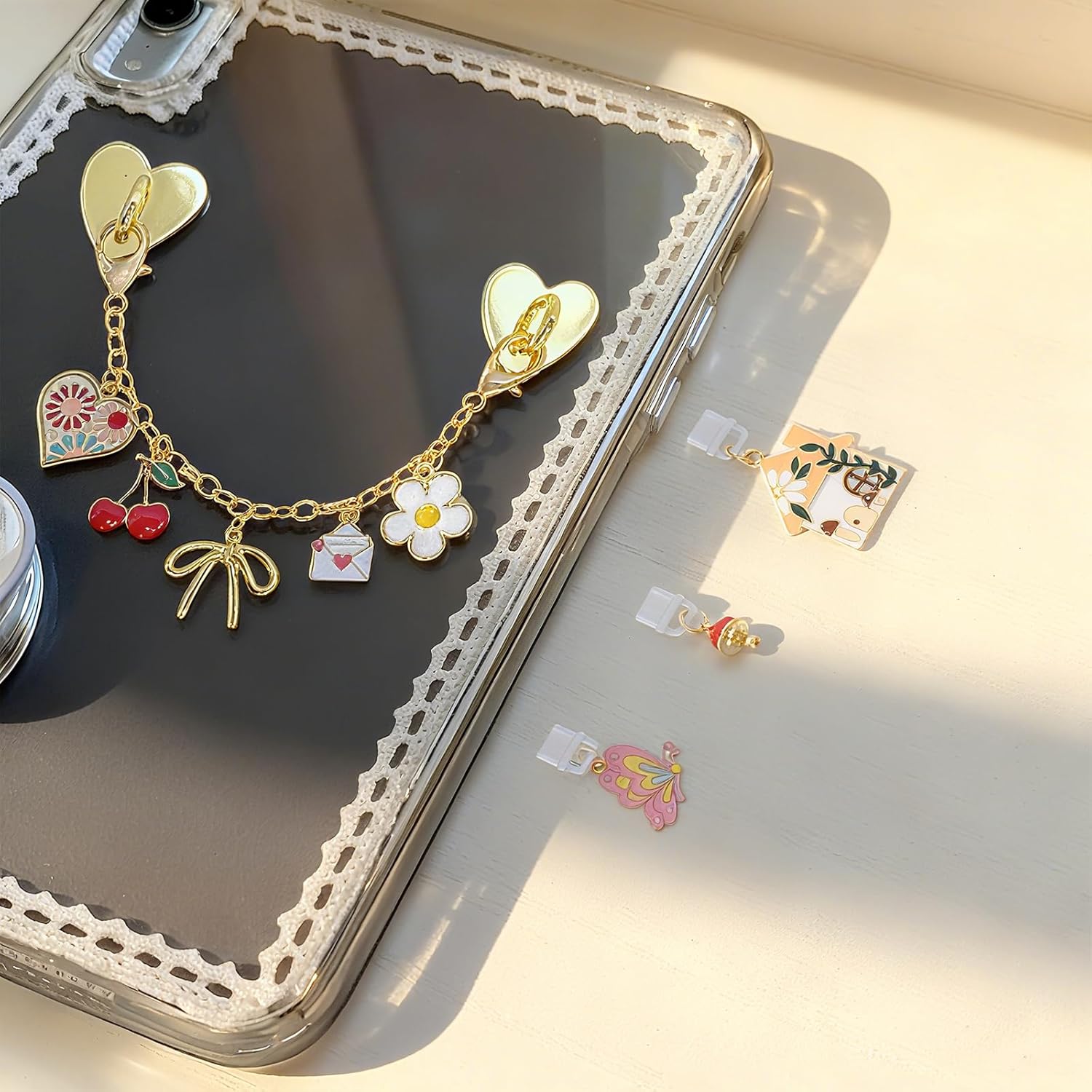 Dust Plug Charm Chains for Kindle - 4pcs Bracelets & Dustplug Decorating Accessories, Compatible for E-Reader - Image 2