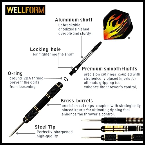 Miniatura 2 de Juego de dardos de punta de metal, juego de dardos de punta de acero 0.78 oz y 0.99 oz dardos profesionales para dardos con guía de dardos y estuche