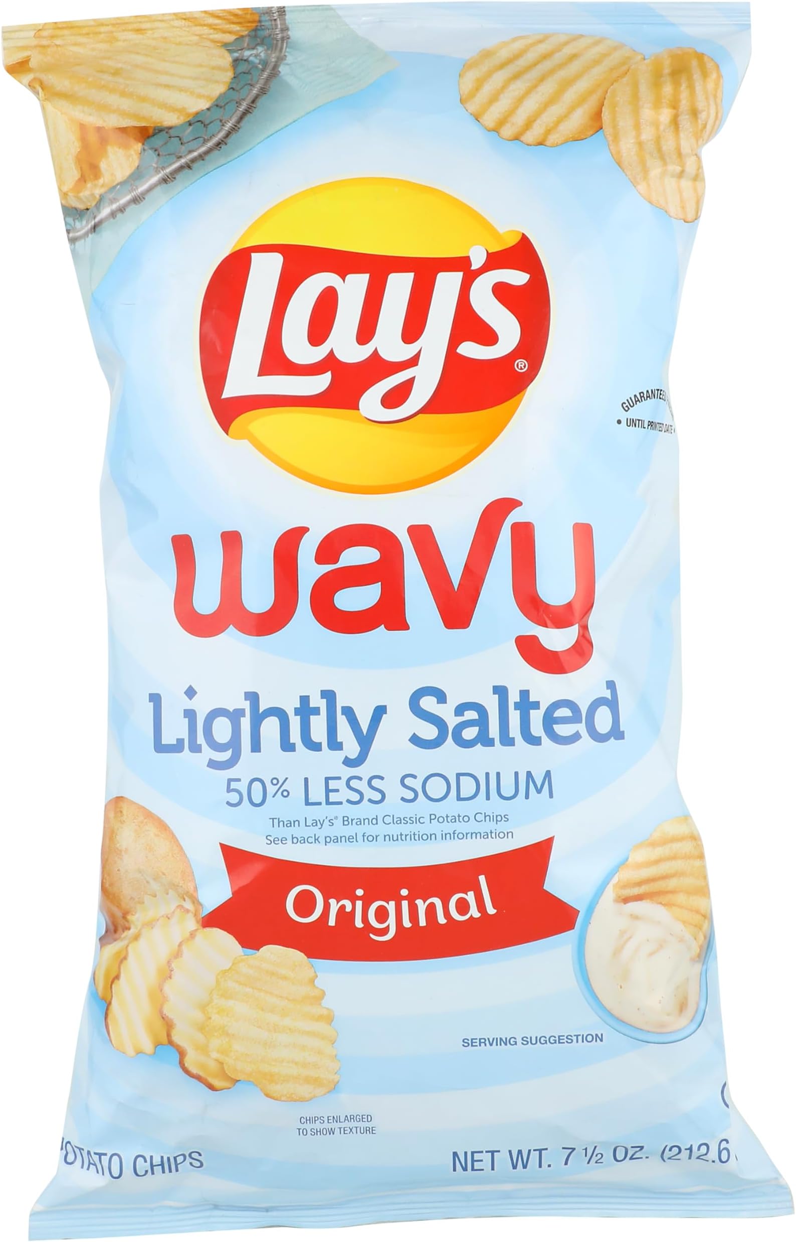 Lay's Potato Chips Wavy Lightly Salted, 7.5 Oz