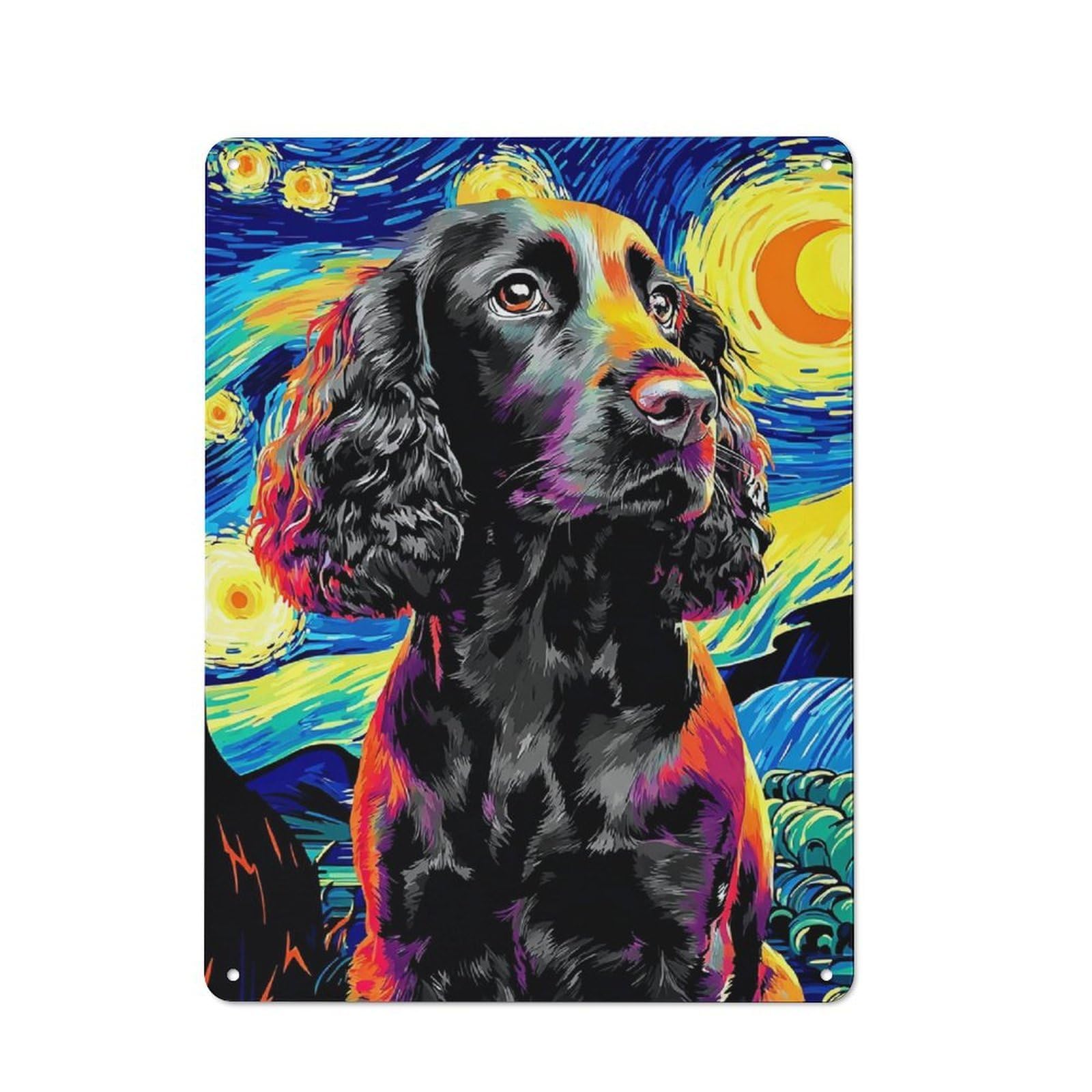 Junmoney Starry Night Dog Portrait -33 Industrial Tin Sign 40X30cm, Garage Wall Decor For Garage, Hobby Room, Office Or Man Cave