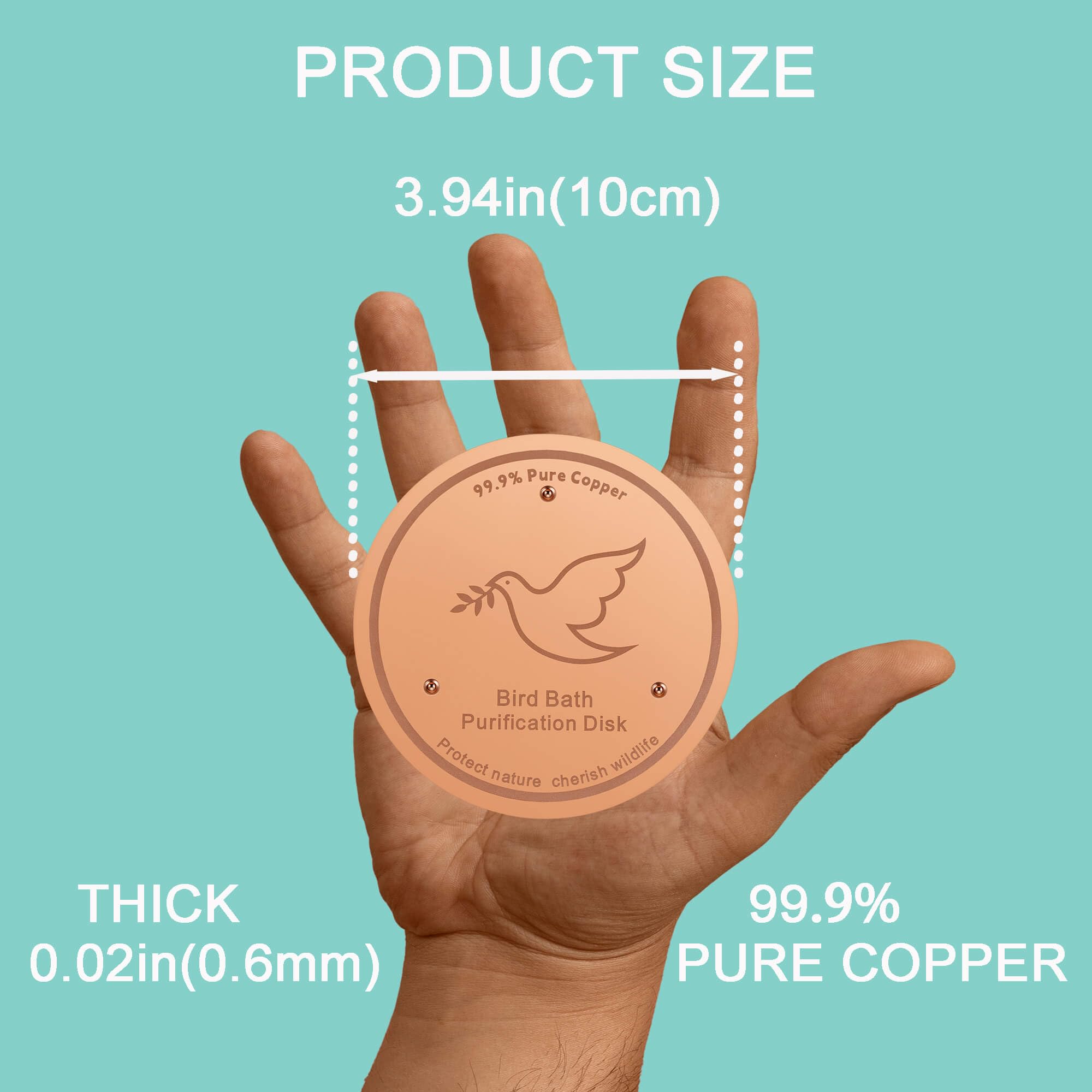 Lot De 4 Disques De Cuivre Pur 99,99% - 10 Cm De Diamètre - Pour Bain D'oiseaux, Purification De L'eau - 7