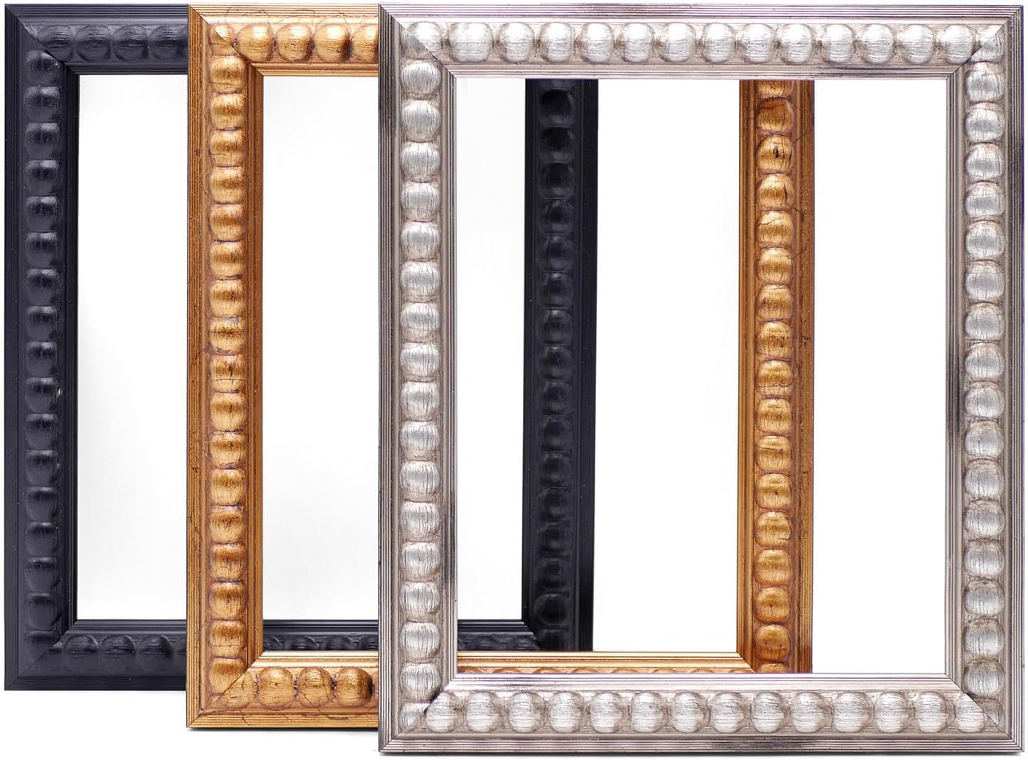 Black Distressed Beaded Ornate Wood Picture Frame for Wall Art, Wall Decorations Hangings, Rustic Frame, Handmade in USA 5x7 8x10 9x12 up to 32x40 (24x30)