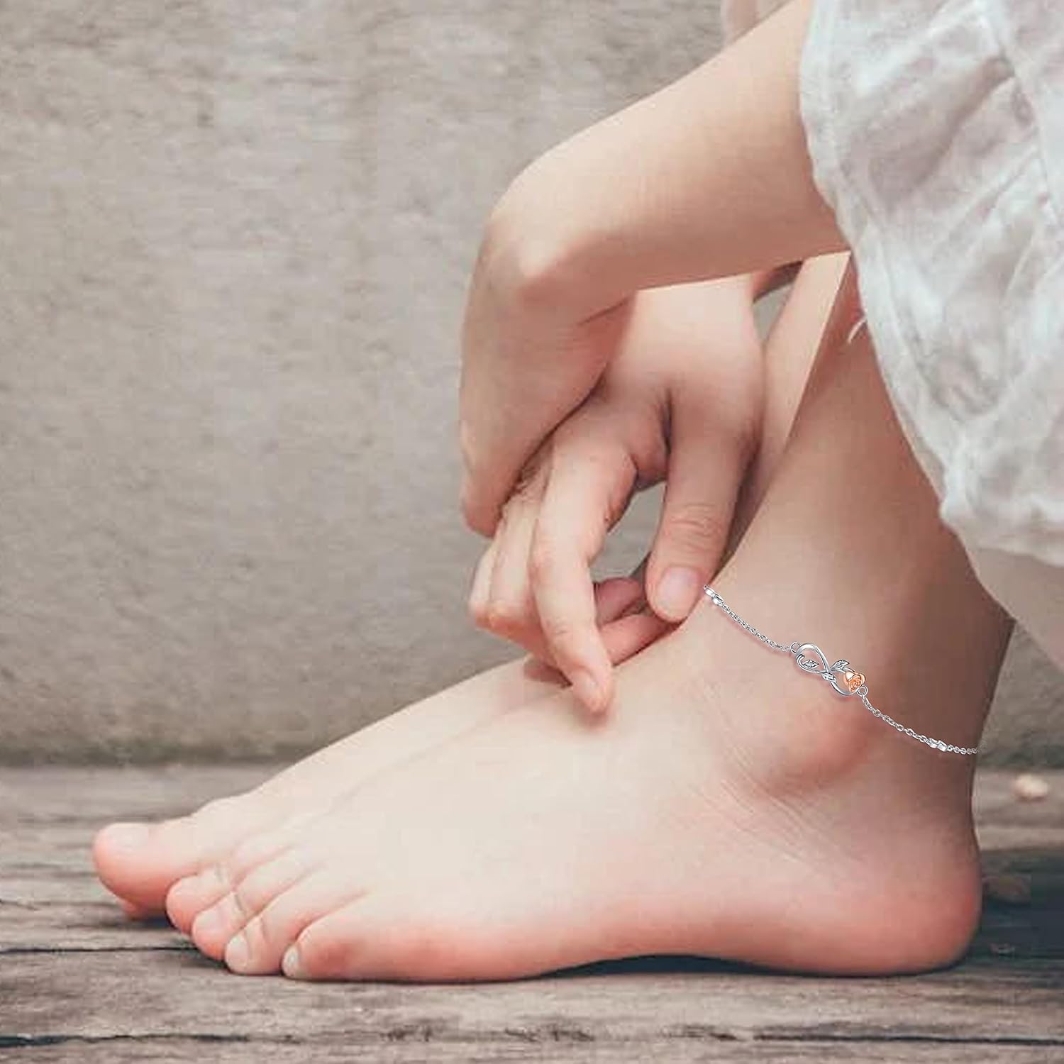 ZOEXUE S925 Sterling Silver Infinity Cross Anklet/Starfish/Rose/Heart/Stethoscope Adjustable Plus Size Beach Anklets Jewelry Gift for Women - Image 7