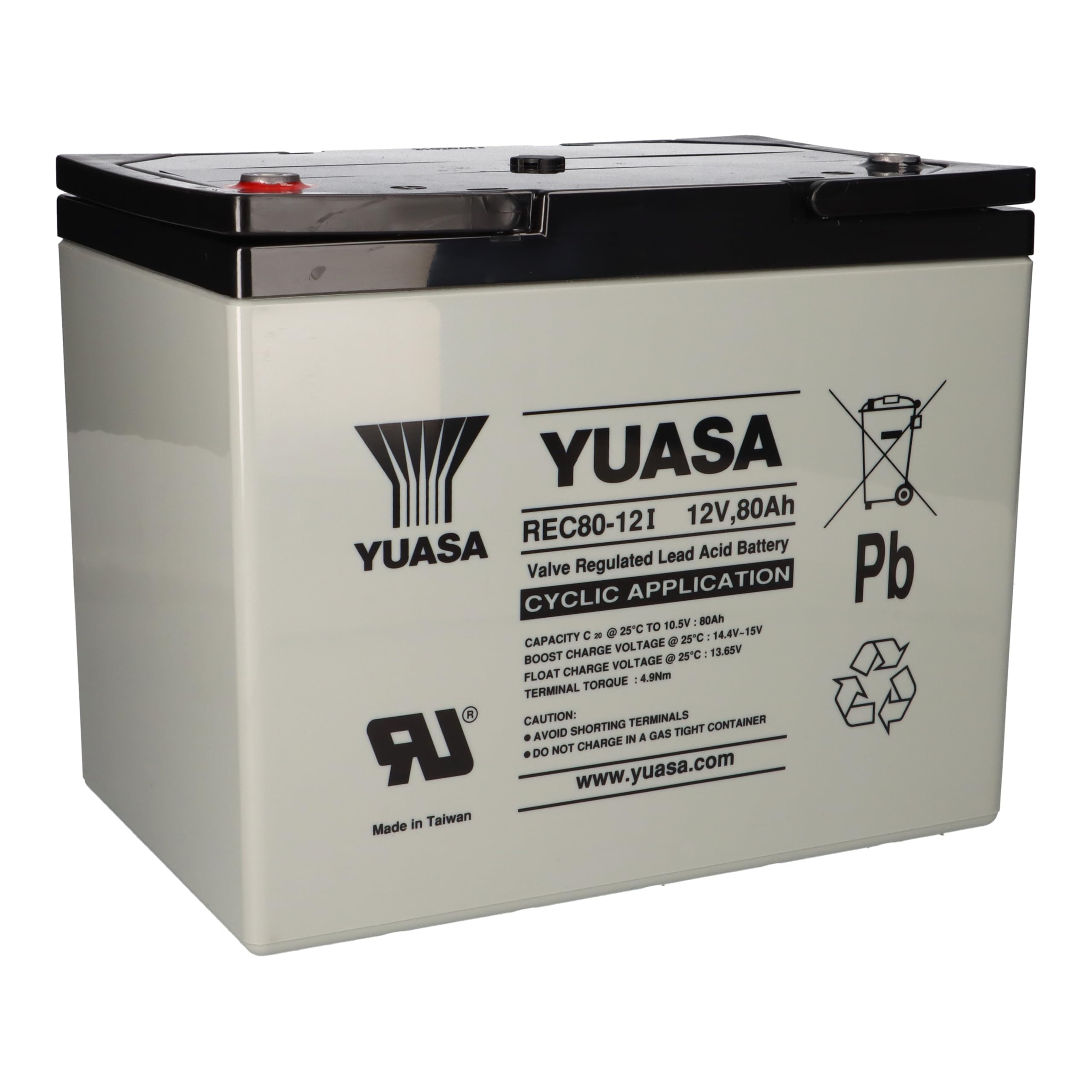 Yuasa - 4 batterie al piombo AGM 12 V/80 Ah, REC80-12I, resistente ai cicli, compatibili con 60 Ah, 75 Ah, 77 Ah