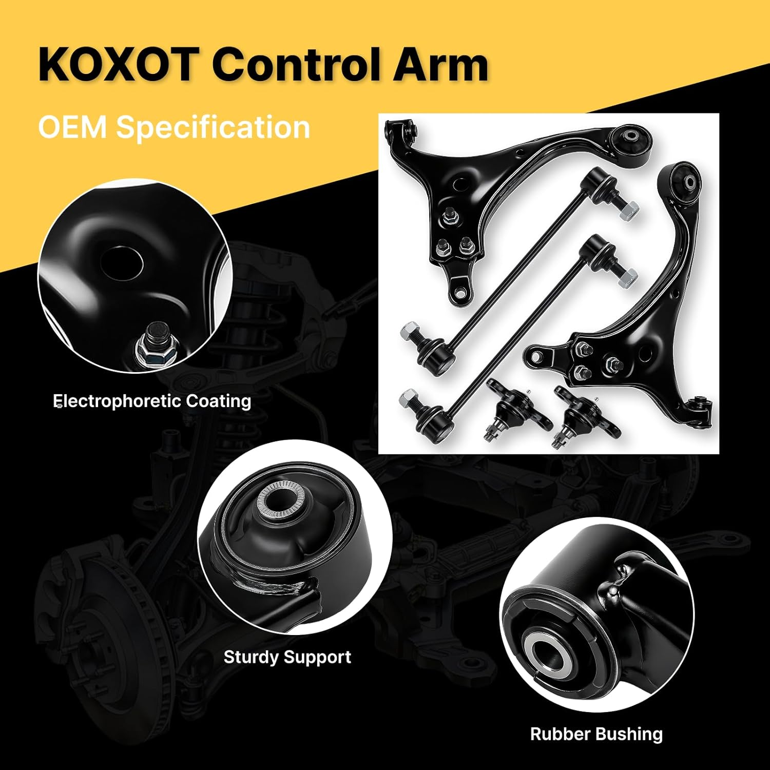 6Pcs Front Lower Control Arms Ball Joint Sway Bar End Compatible with Fit for Hyundai Elantra 2009 2010, Elantra Models with 2.0L Engine 2011 2012, Replace OE# K641580 K641581 K500074 K750032