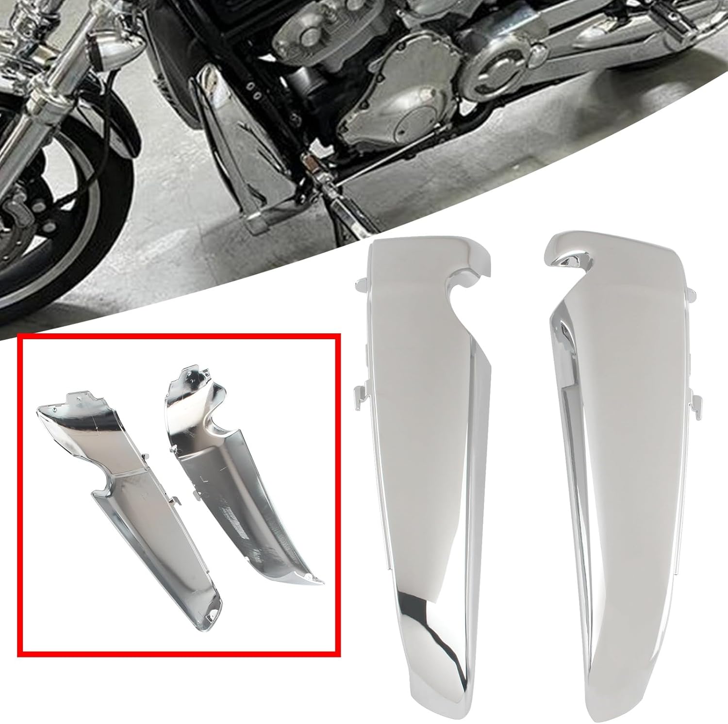 ABS Radiator Side Cover Shrouds Fairing Cowl Panel for Harley V Rod VRSC VRSCA VRSCB VRSCDX 2001-up Chrome 1 Pair