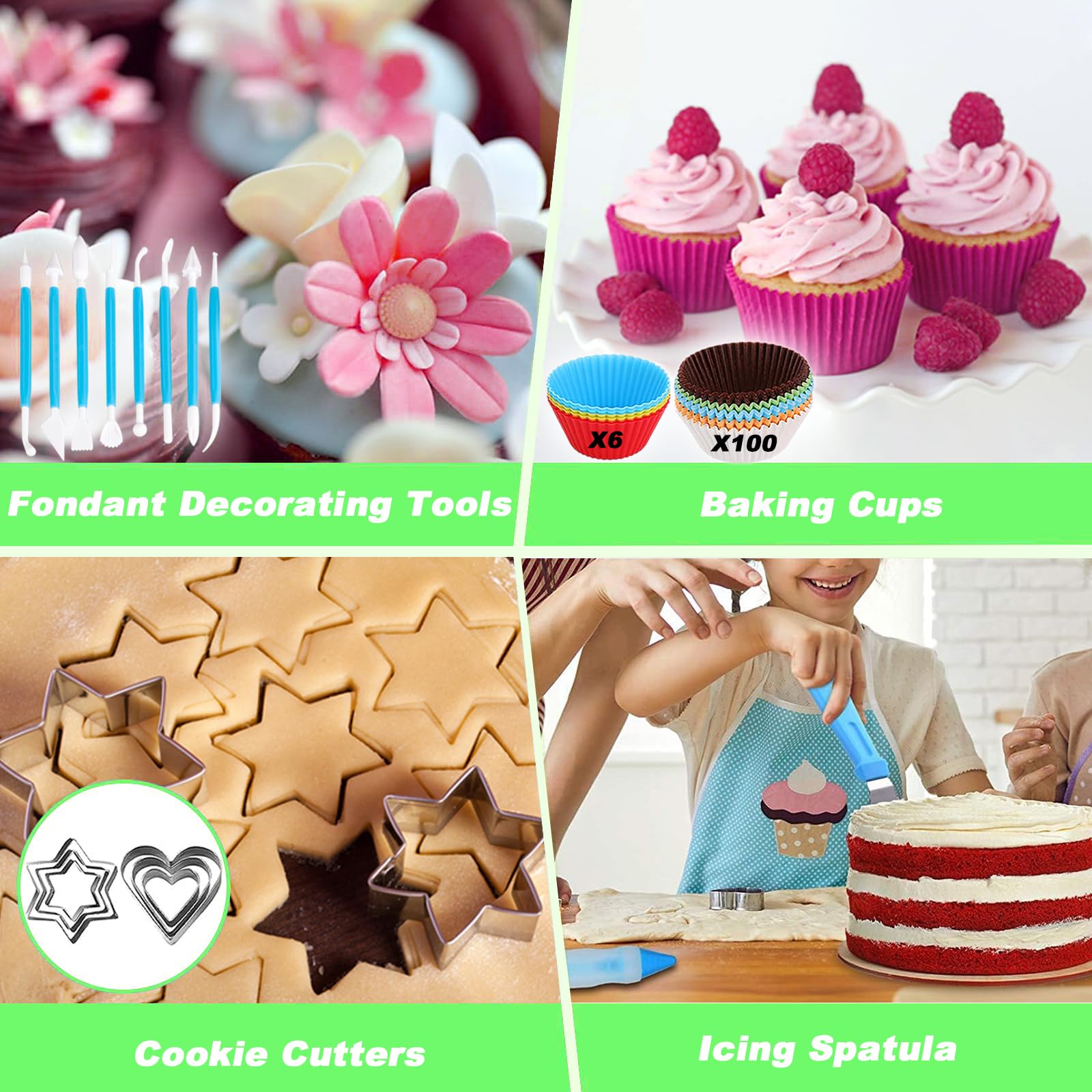 Suuker Kuchendekorationswerkzeug-Set, 236-teiliges Backzubehör mit Aufbewahrungskoffer, Zuckerguss-Spritzbeutel, Spritzbeutel und Spritztüllen-Set mit 36 nummerierten Spritztüllen, Gebäckbeutel für