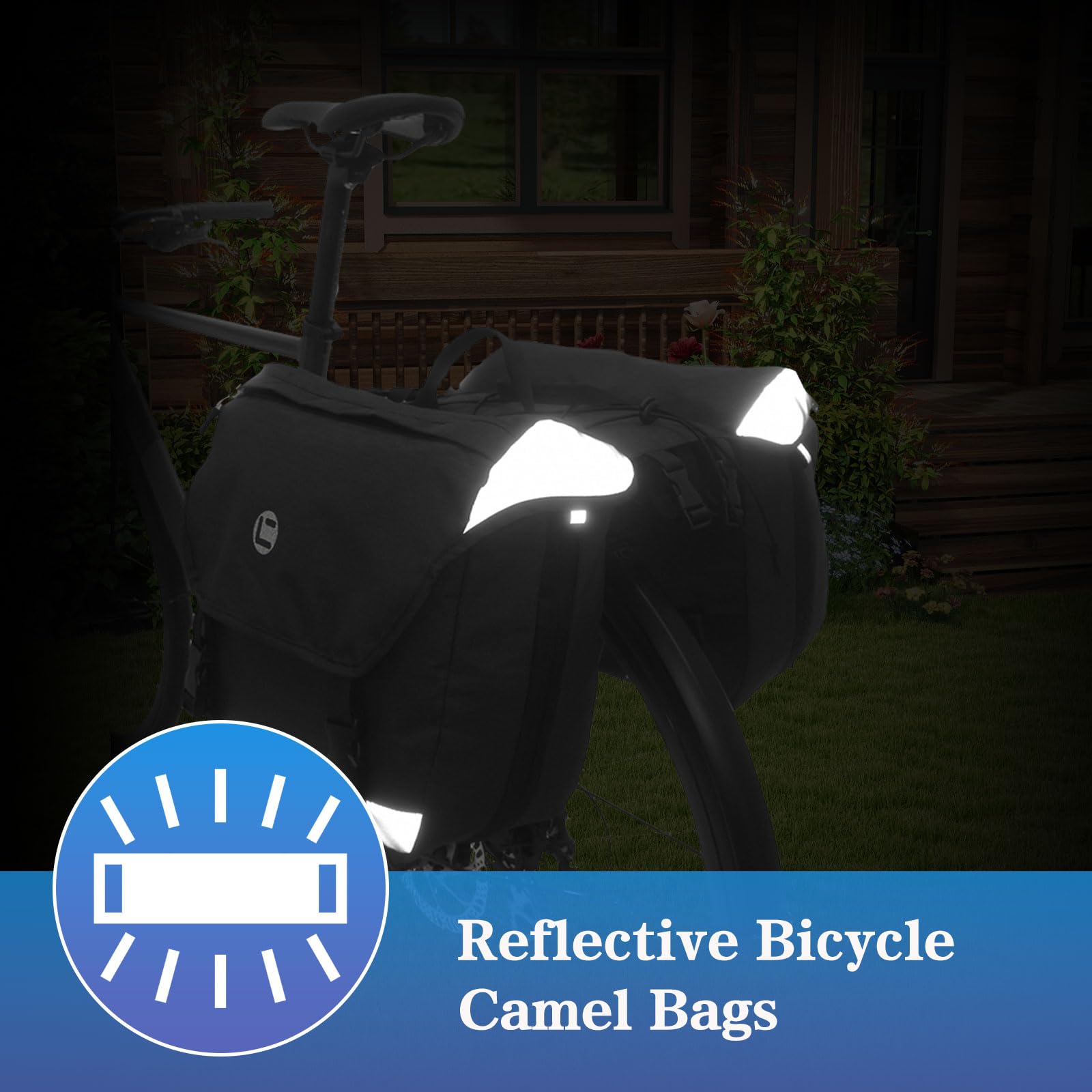 Sacoches Velo, 35L Sacoche Velo Porte Bagage Arriere avec Réflecteurs/Housse de Pluie Imperméable, Sacoche Velo Arriere pour Vélo Électrique/VTT, Sacoche Porte Bagage Velo