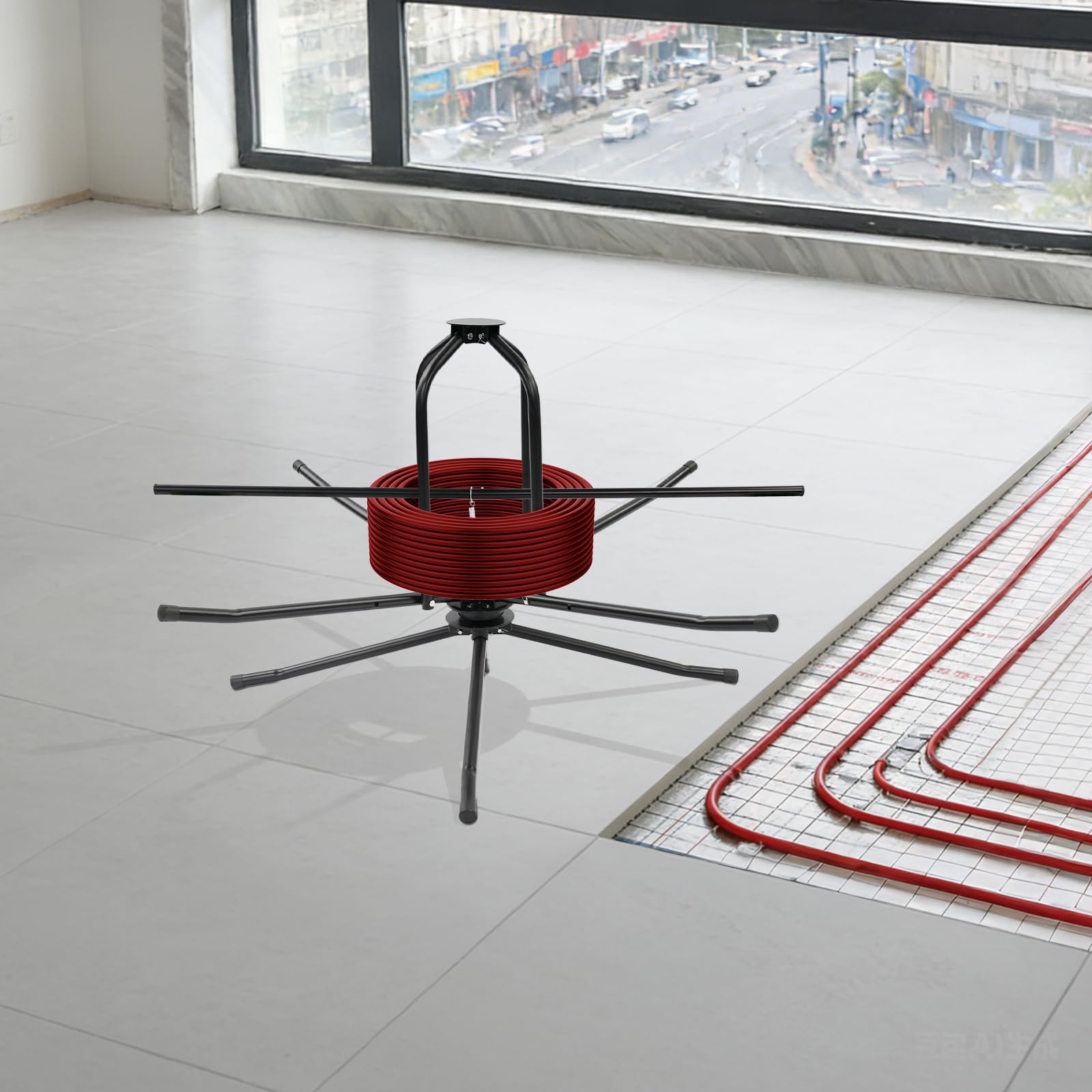 Enrollador de tubos para calefacción por suelo radiante, enrollador de tubos de acero para calefacción por suelo radiante, 200 kg, enrollador de cables, enrollador de cables, enrollador con bolsa