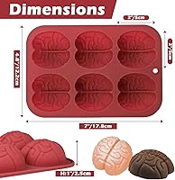 Vista 2 de Kamehame Moldes de chocolate para cerebro, 2 piezas de silicona para Halloween, pastel de cerebro, caramelo y magdalena
