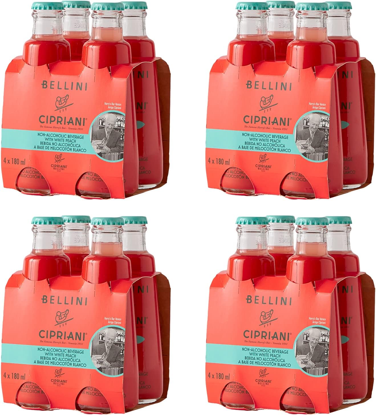 Cipriani White Peach Virgin Bellini Mix 4 -6.09 fl oz (Pack of 4)