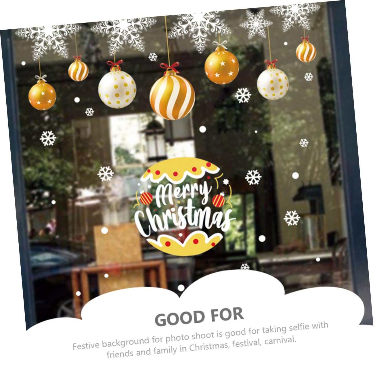 TOPBATHY 4 Blätter Statische Weihnachtsaufkleber winterliche Fensterfolie Urlaub selbstklebender Aufkleber weihnachts party weihnachtskugeln Wohnkultur Golddekor Fensterdekorationen PVC