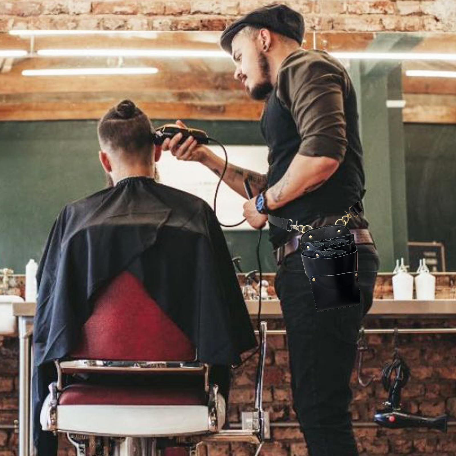 Pas do torebki nożycowej, skórzana torebka fryzjerska kabura profesjonalny salon fryzjerski torba na narzędzia nożyczki, grzebienie, klips