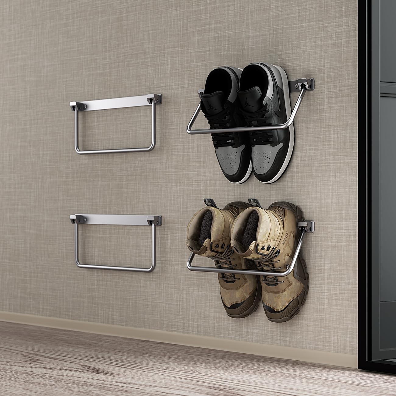 Safoner Aluminum Camper Shoe Rack, Foldable RV Storage and Organization